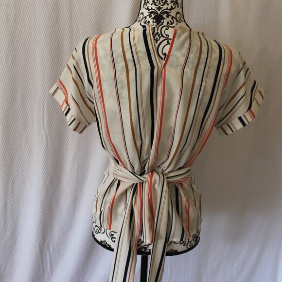 Monteau Blouse Striped Tie Back Classic Size Small Pre-Loved Good Condition - Picture 8 of 14